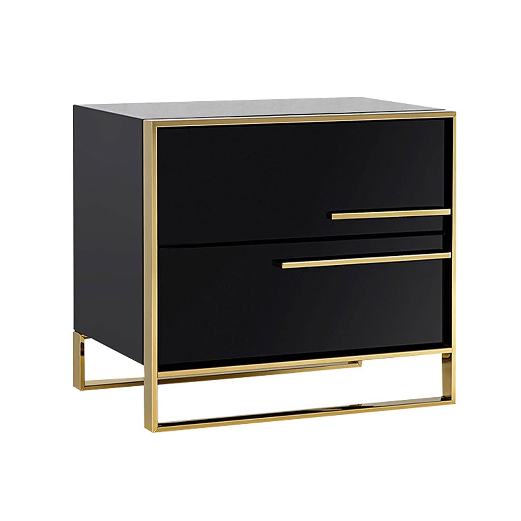 Modern Bedside Table with 2 Drawers - Sturdy Steel Frame Nightstand for Bedroom, Living Room | Easy Assembly End Table with Storage for Small Spaces, Apartment Essentials (White) - Perfect for Reading Lamps, Alarm Clocks & Bedroom Organization