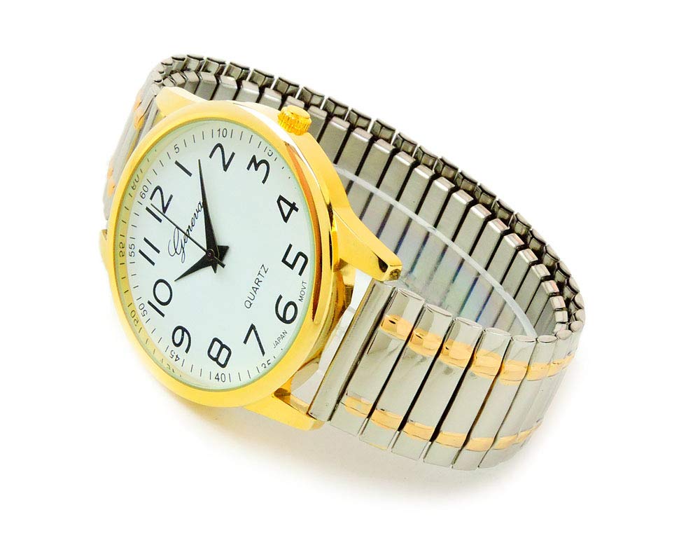2-Tone Large Face Easy-to-Read Stretch Band Watch for Men & Women - Perfect for Running, Workouts, and Everyday Wear