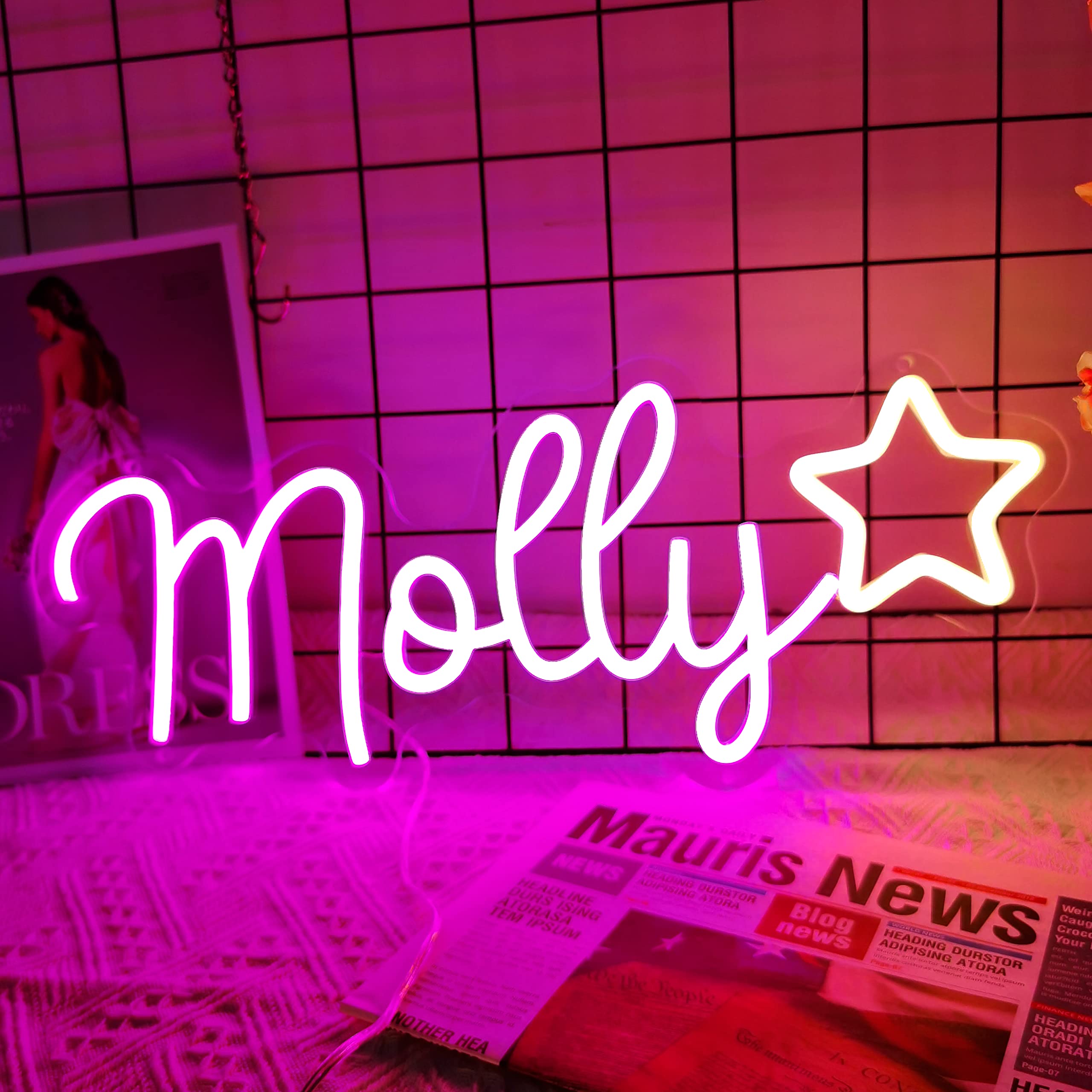 Custom Neon Signs for Wedding - Personalized LED Name Sign & Wall Decor - Neon Last Name Sign for Backdrop (1 Line Text, 10 inches) - Perfect for Wedding Receptions, Home Decor & Party Backgrounds