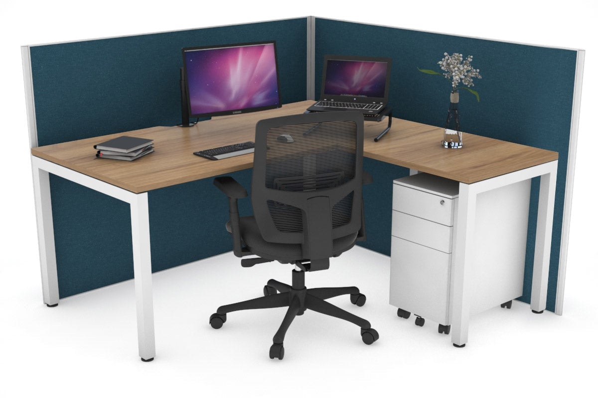 Horizon Quadro Square Legs L-Shaped Corner Office Desk - 1600L x 1550W with Cable Management - Perfect for Home Office & Workspace Setup