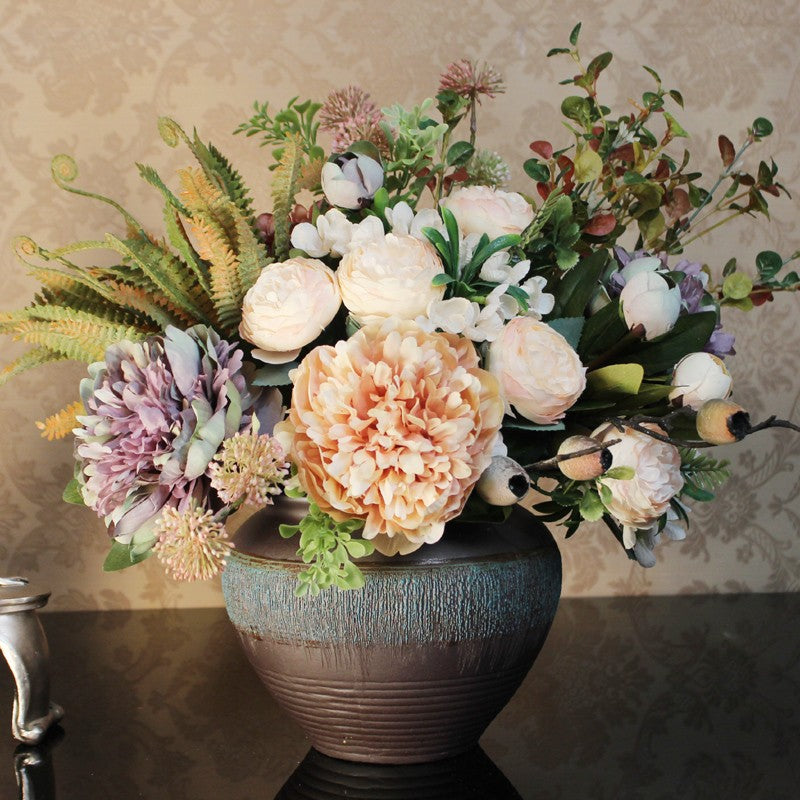 Luxury Artificial Peony Flower Bouquet - Silk Floral Centerpiece for Dining Table Decor, Bedroom Arrangement, Wedding & Home Decoration | Realistic Fake Flowers for Elegant Interior Design