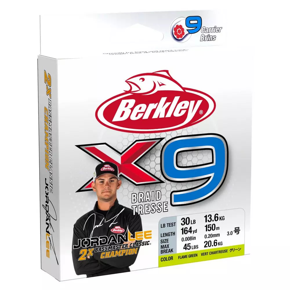 Berkley Jordan Lee x9 Superline Braided Fishing Line - High Strength, Low Visibility for Freshwater & Saltwater Fishing