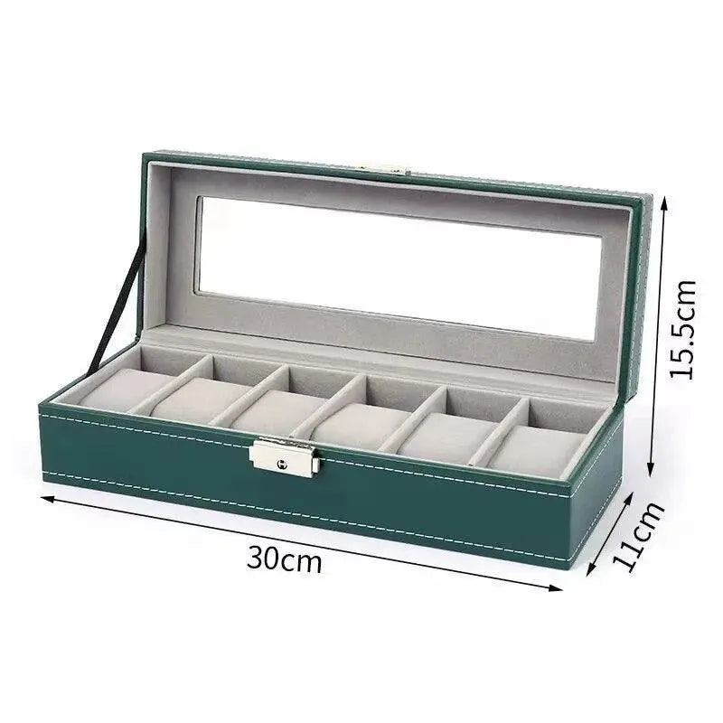 Premium PU Leather Watch Box Organizer - 6/10/12 Grids Display Case with Lock for Jewelry & Watches Storage | Perfect for Watch Collectors, Jewelry Organization & Gift Presentation