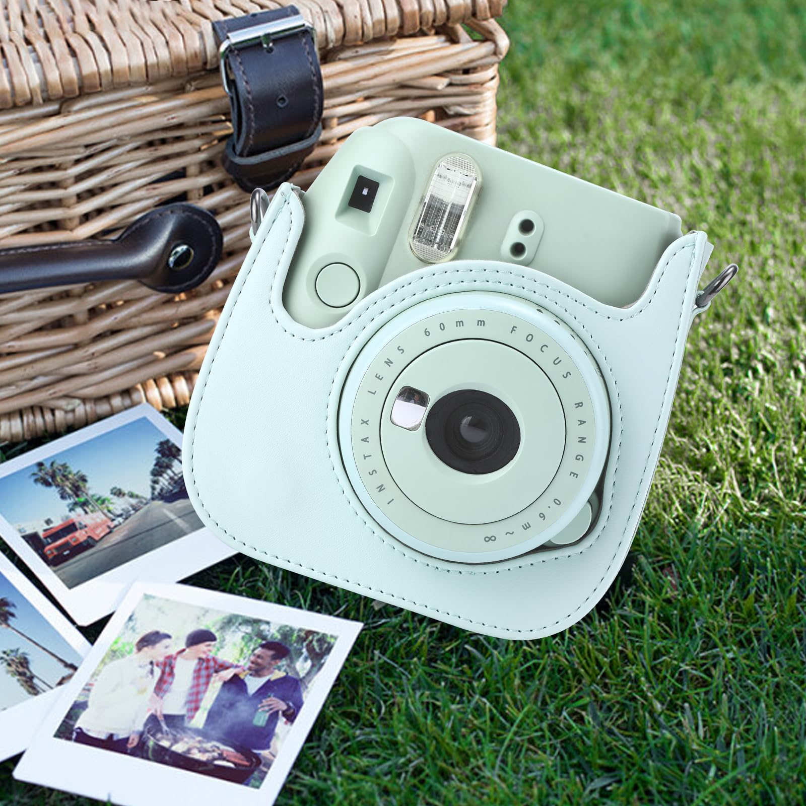 Fujifilm Instax Mini 12/11/9/8 Camera Case - PU Leather Protective Carrying Bag with 64-Pocket Photo Album (2x3 Mini) - Perfect for Travel, Parties & Photo Storage (Green)