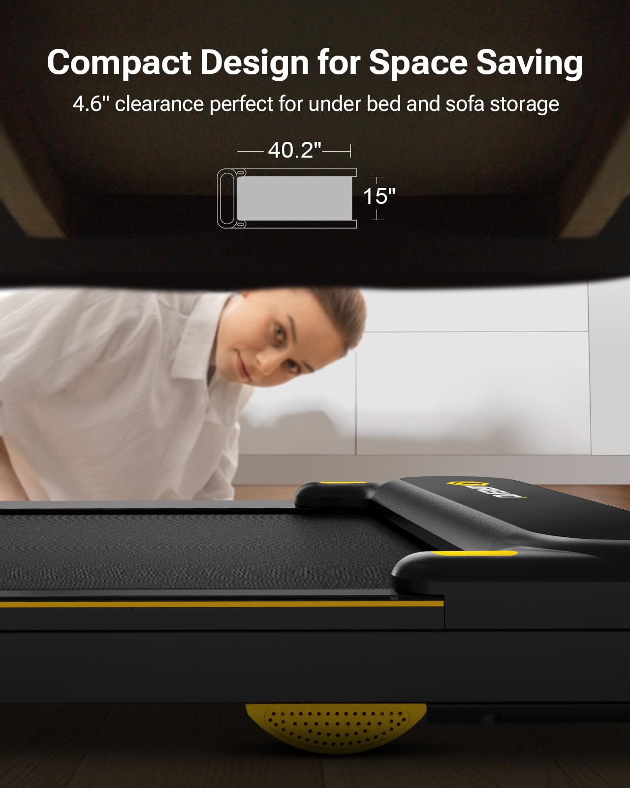 UREVO Under Desk Treadmill - Portable Walking Pad for Home & Office with Remote Control, LED Display, Double Shock Absorption (265 lb Capacity) - Perfect for Work from Home, Small Spaces & Apartment Workouts