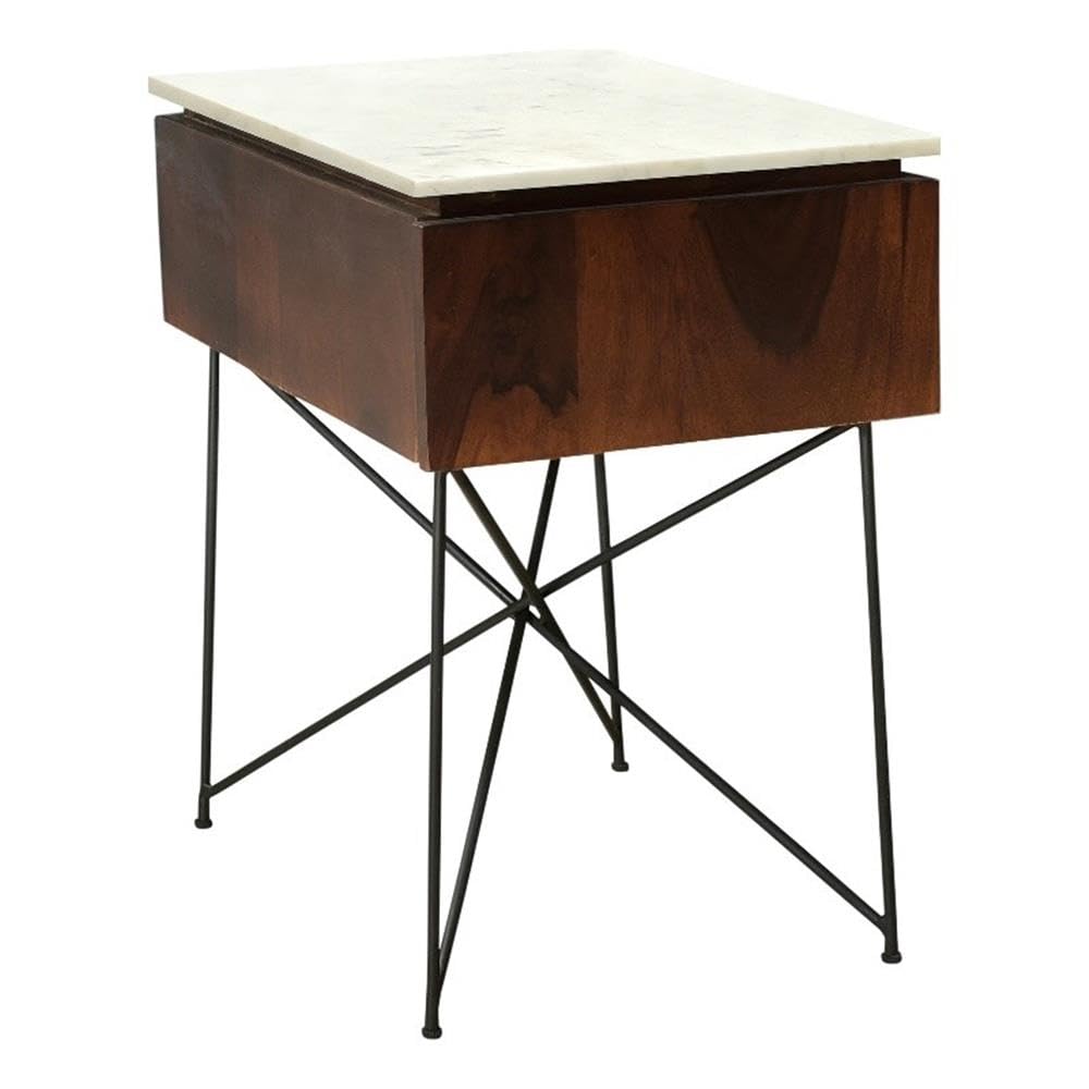 Moe's Home Collection Dominic 1-Drawer Wood Nightstand in Brown - Bedside Table for Bedroom, Living Room & Office Storage
