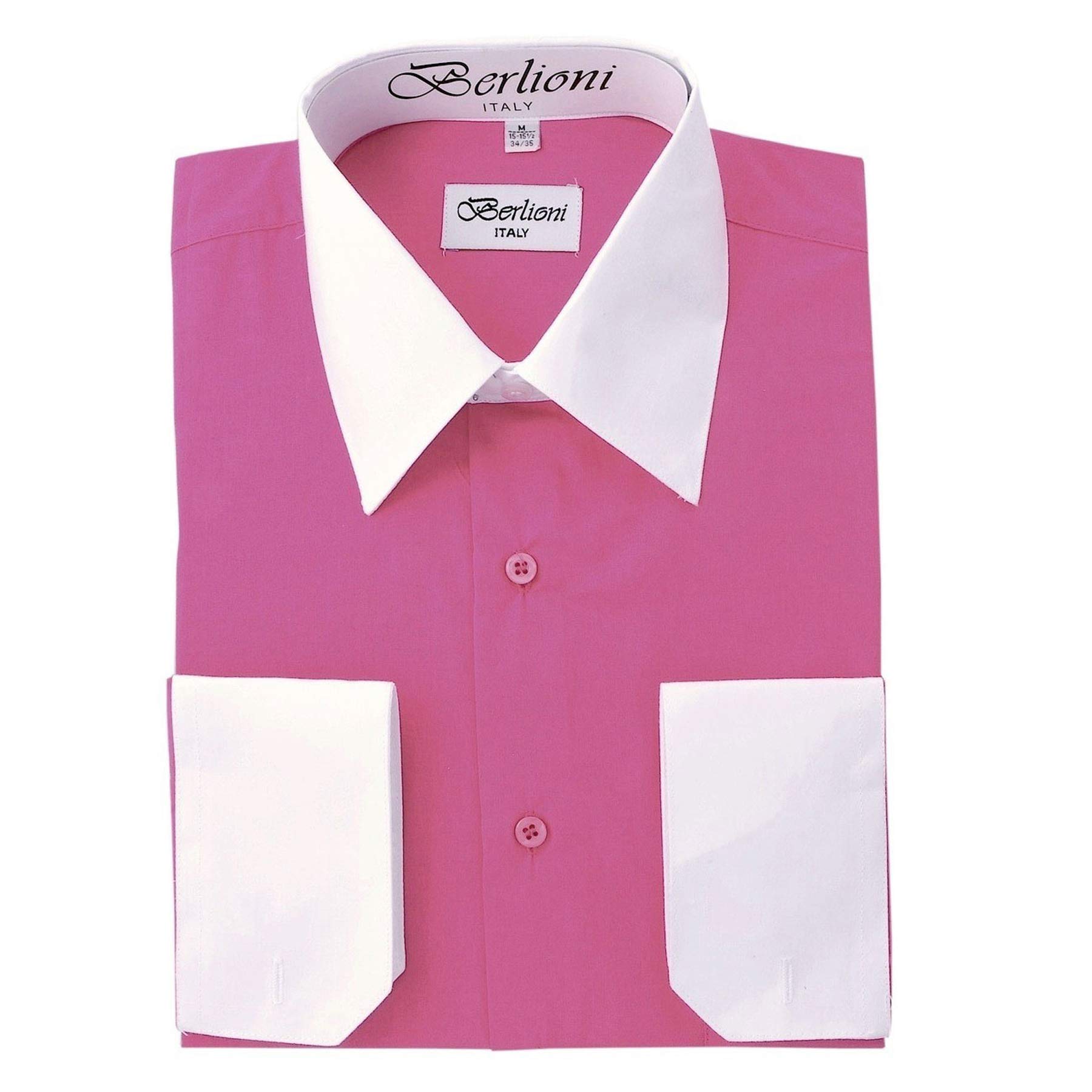 Men's Dress Shirt - Fuchsia & White Two-Tone Formal Business Shirt for Office, Wedding & Special Occasions