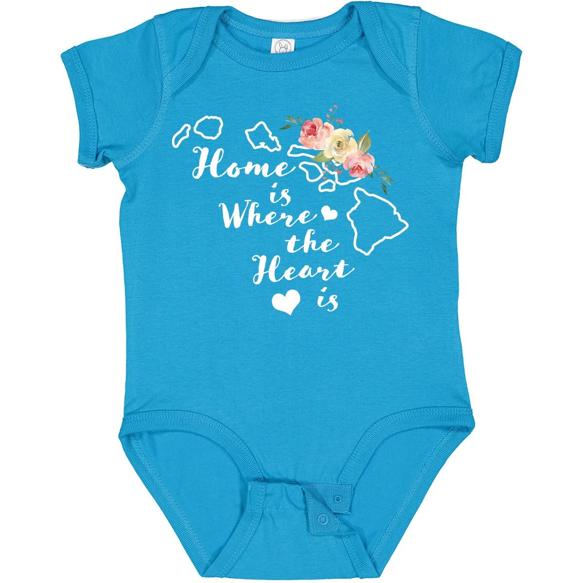 Inktastic Hawaii Home is Where The Heart is - Watercolor Floral Baby Bodysuit | Soft Cotton Infant Onesie for Newborns & Toddlers | Perfect for Family Photos, Beach Trips & Casual Outings