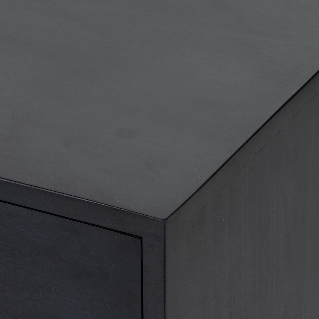 Stylish Black Wash Poplar Large Nightstand - Modern Bedside Table with Storage for Bedroom, Living Room or Guest Room