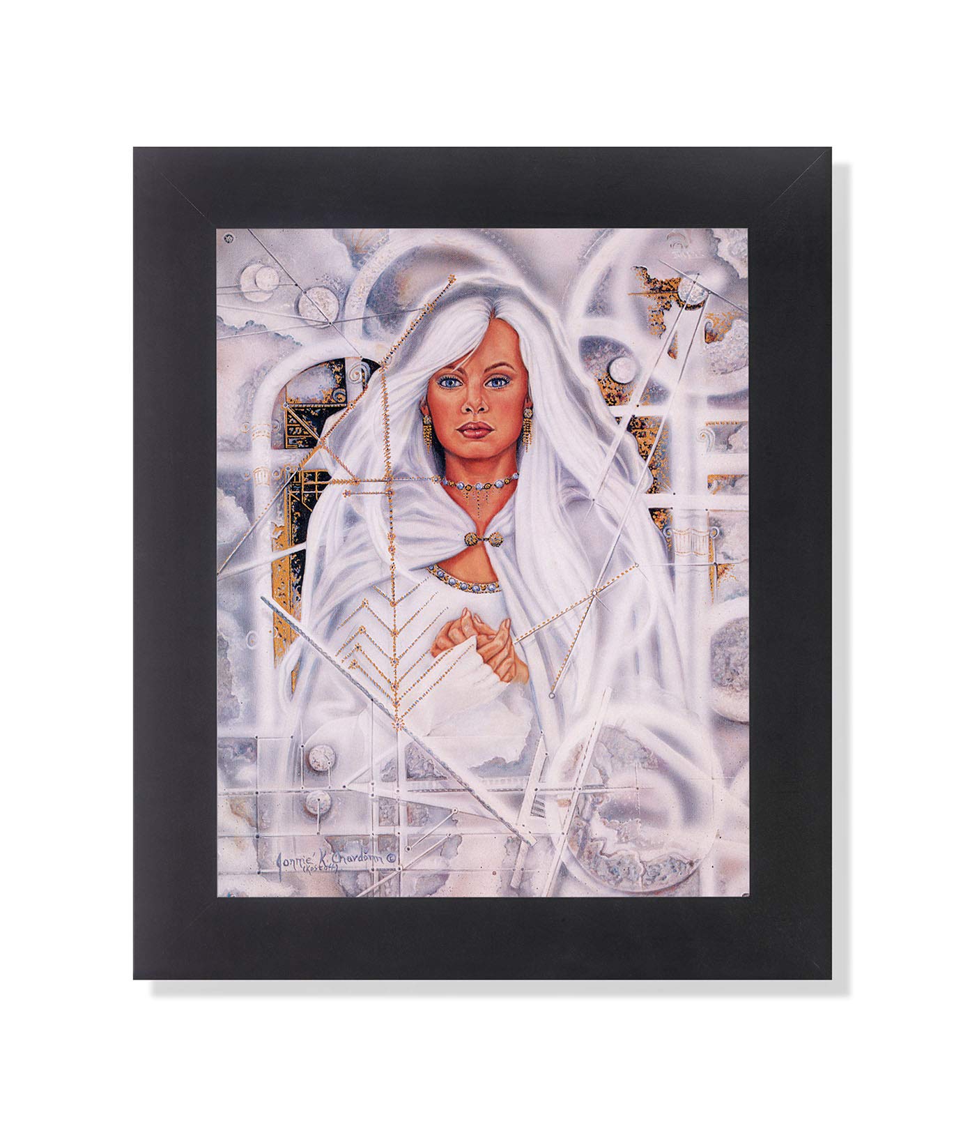 Elegant White Satin Lady Contemporary Framed Wall Art Print - Perfect for Living Room, Bedroom & Office Decor