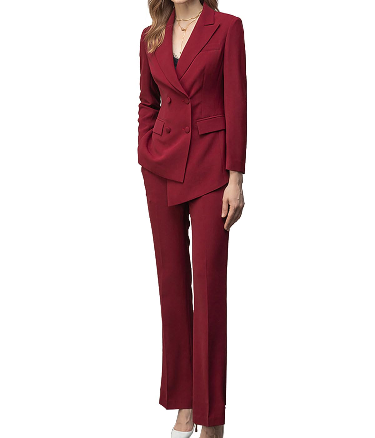 Elegant Women's 2-Piece Suit Set - Slim Fit Blazer & Pants for Banquet & Office
