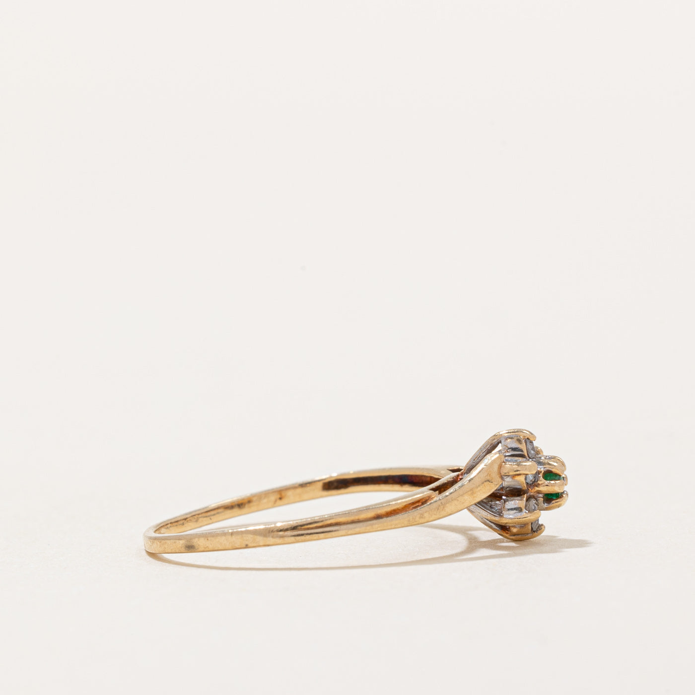 0.03ctw Diamond & Emerald Ring - 0.01ct Genuine Gemstone Jewelry - Size 4.5 - Perfect for Engagement, Anniversary & Special Occasion Gifts