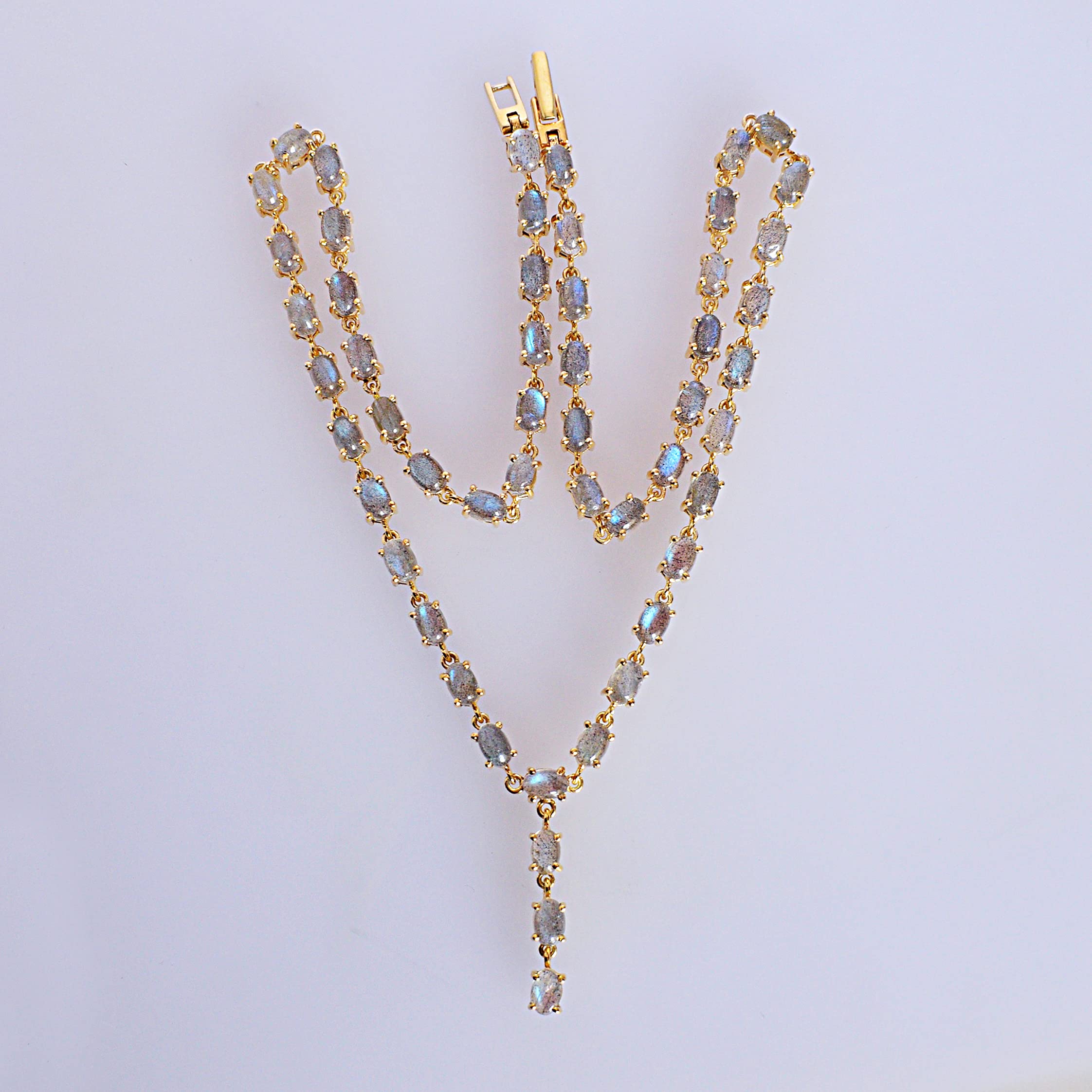 Labradorite Gemstone 925 Sterling Silver Necklace - Gold Plated Handmade Jewelry for Women, Elegant Birthday Gift for Her | Perfect for Weddings, Anniversaries & Special Occasions