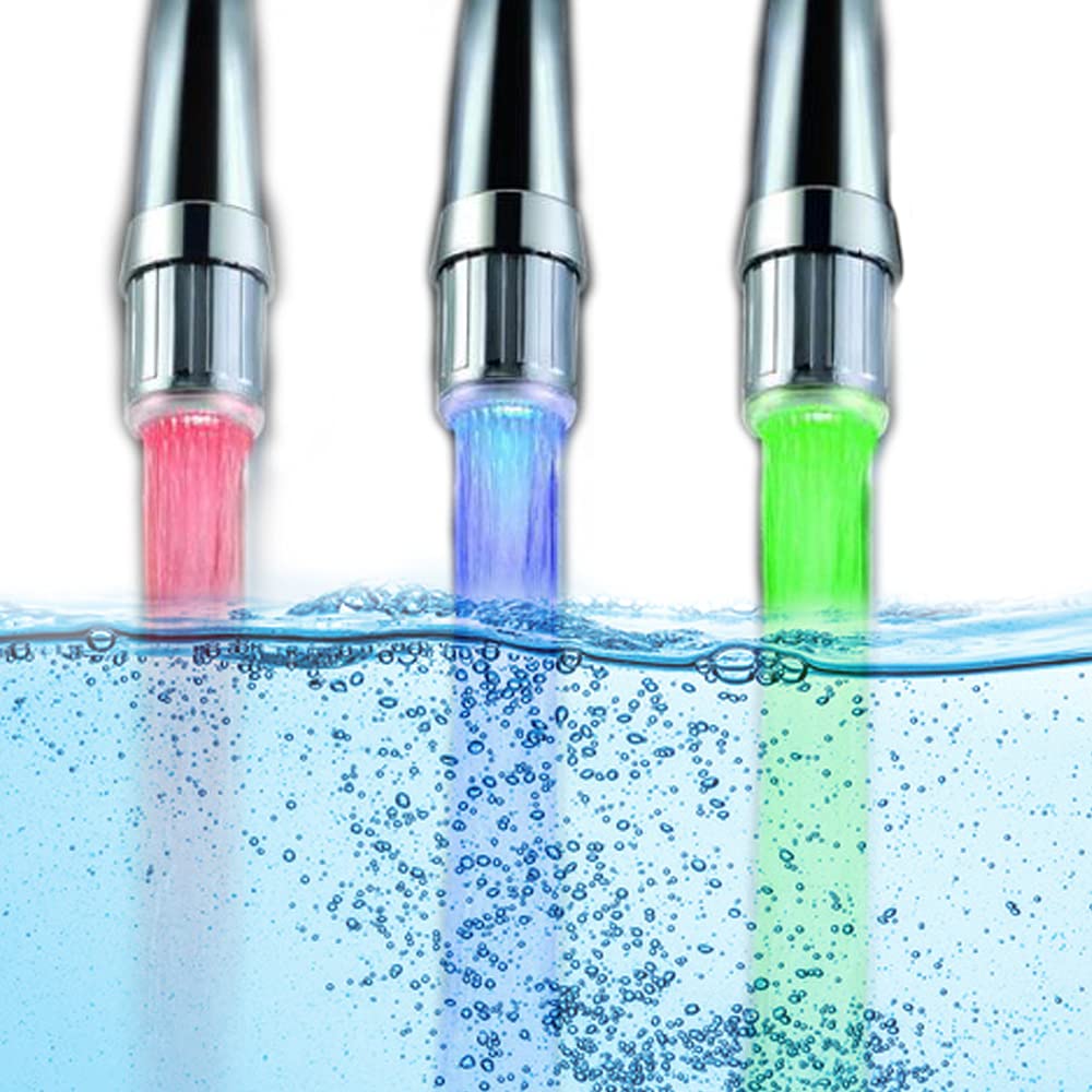 3-Color LED Water Faucet Temperature Sensor - Smart Gradient Thermal Detector for Kitchen & Bathroom Sink | Color-Changing Faucet Attachment | Visual Hot/Cold Water Indicator | Perfect for Home Safety & Modern Decor