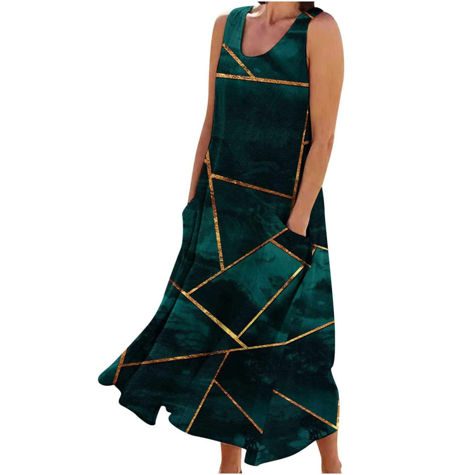 2023 Women's Linen Summer Dresses - Casual Plus Size Sleeveless Beach Dress, Flowy Long Loose Tank Dress with Pockets | Perfect for Beach Vacations, Summer Outings & Casual Wear