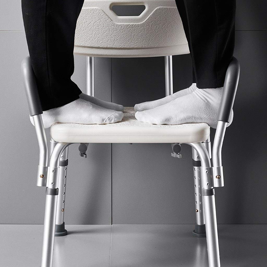 Sturdy Adjustable Shower Seat with Arms & Back - Lightweight Bathroom Bench for Elderly & Disabled - No-Tools Assembly - Perfect for Travel & Home Use