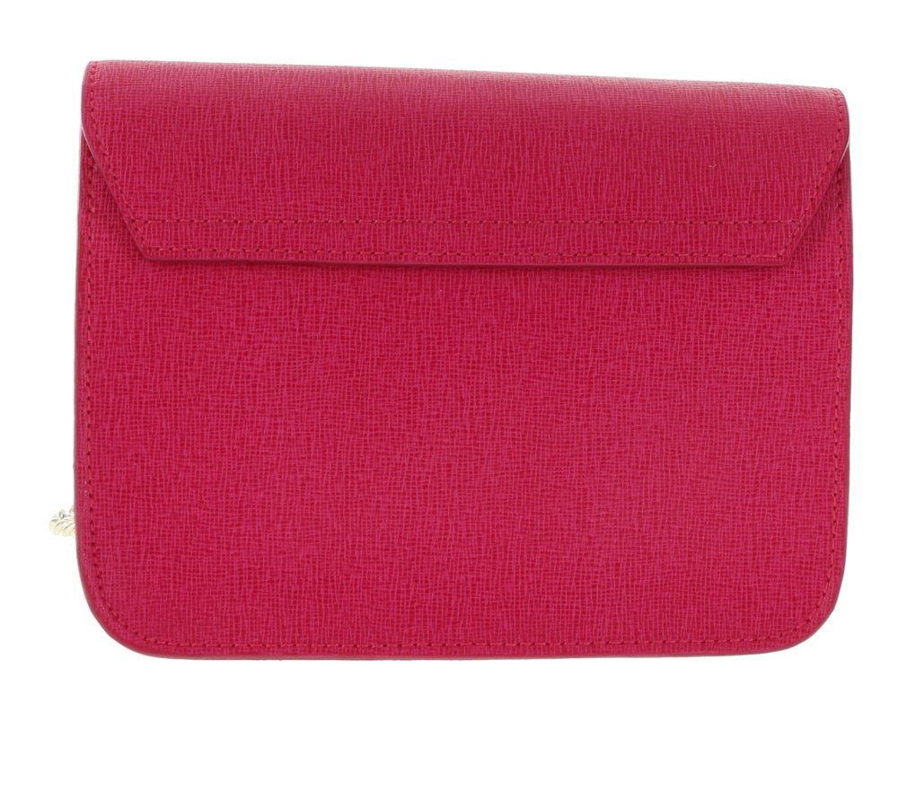 Furla Julia Saffiano Leather Mini Crossbody Bag for Women - Glossy Pink with Gold Hardware | Perfect for Everyday Use, Date Night & Travel Accessories