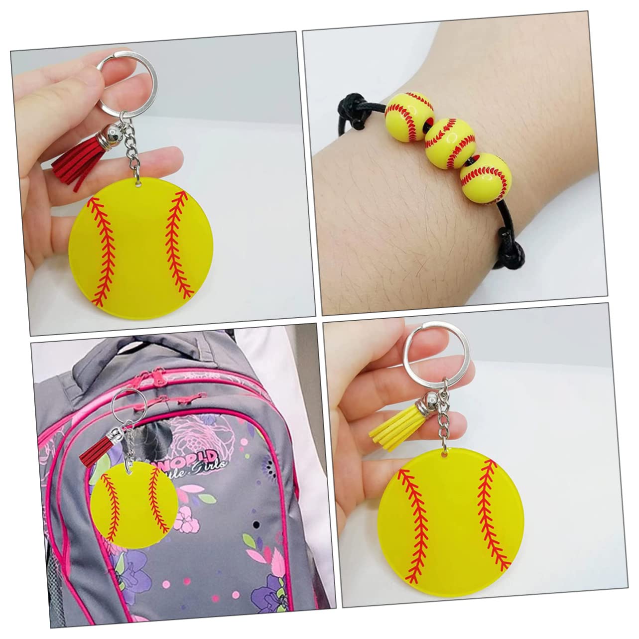 YARNOW 3 Pack Baseball Keychain & Braided Bracelet Set - Sporty Accessories for Baseball Fans - Perfect for Games, Parties & Gifts