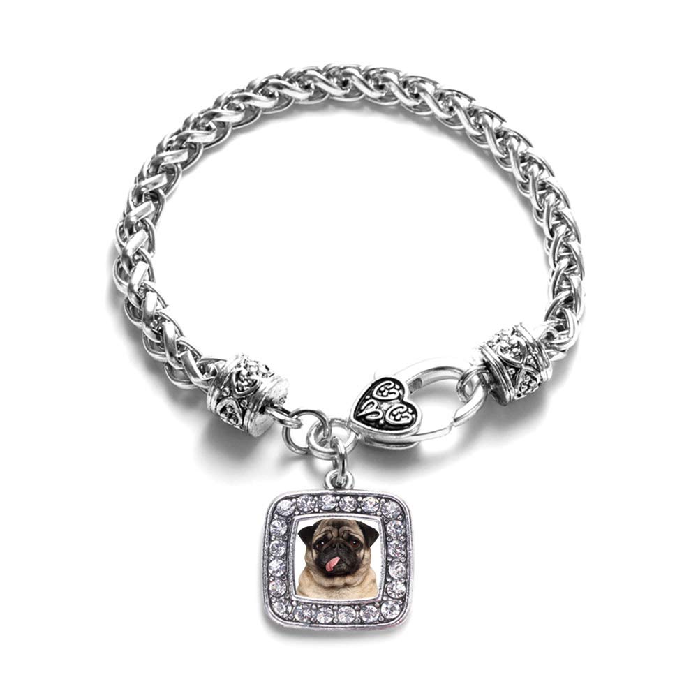 Elegant Silver Square Charm Bracelet with Cubic Zirconia - Dainty Sterling Silver Jewelry for Women - Perfect for Parties, Weddings & Everyday Wear