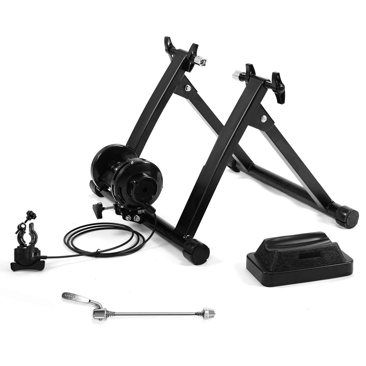 Magnetic Bike Trainer Stand for Indoor Cycling - Quick Release Folding Exercise Bike Stand with 8 Resistance Levels - Steel Stationary Trainer for 26”-28” Wheels - Perfect for Home Workouts & Winter Training