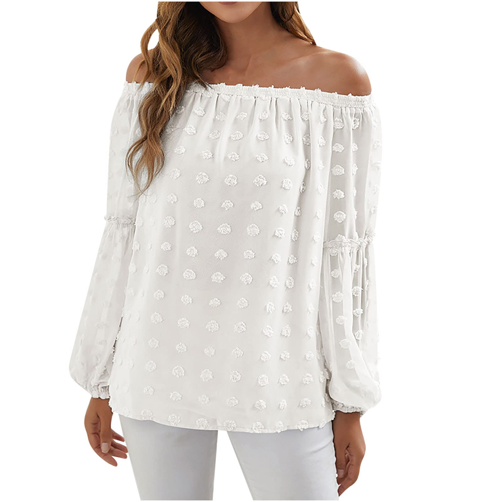 Women's Off Shoulder Chiffon Blouse - Summer Short Sleeve Casual Loose T-Shirt & Basic Tee | Perfect for Beach Outings, Date Nights and Everyday Wear