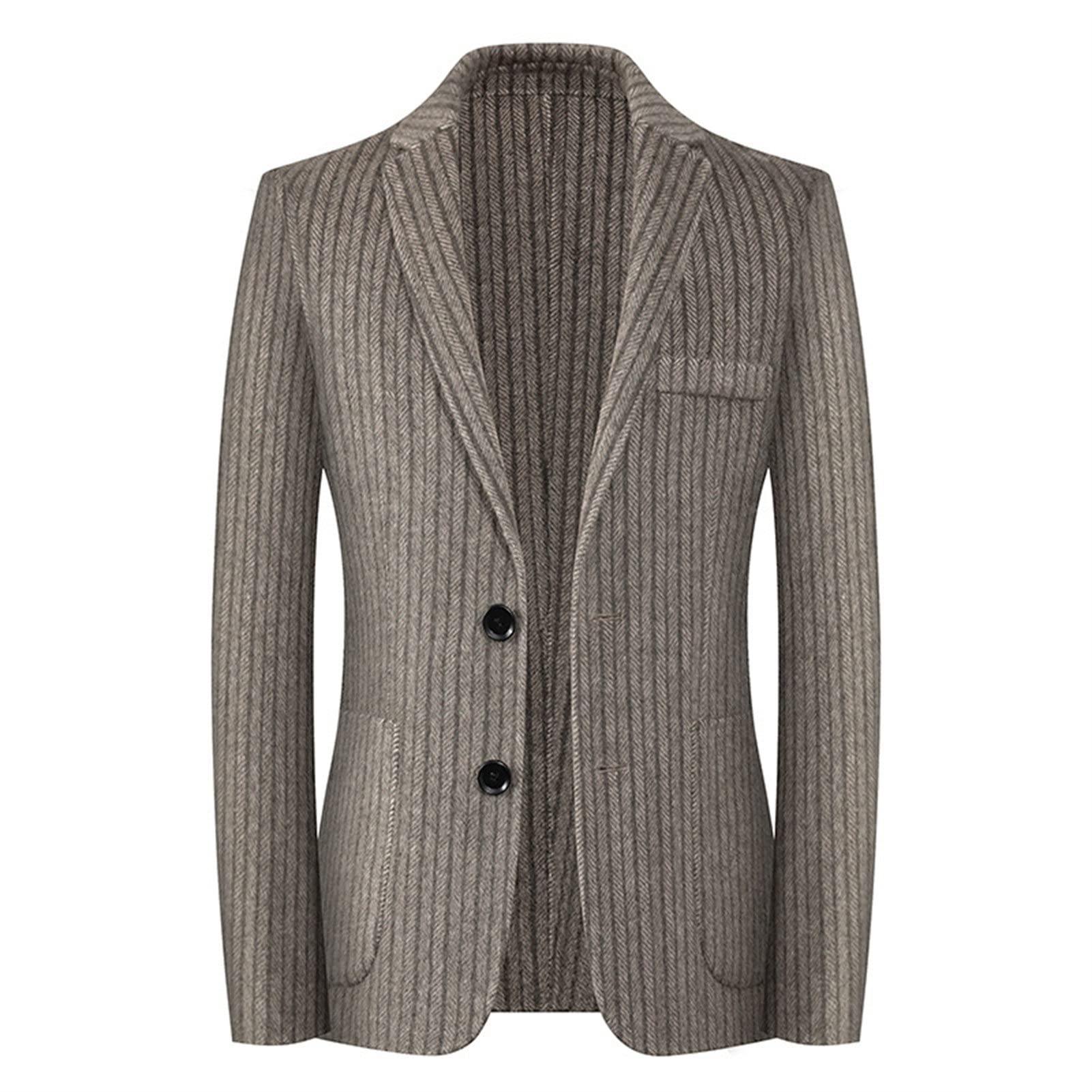 Men's Slim Fit Striped Wool Blazer - Single Breasted Professional Dress Coat for Business Casual & Tuxedo Occasions | Office Wear, Weddings & Formal Events