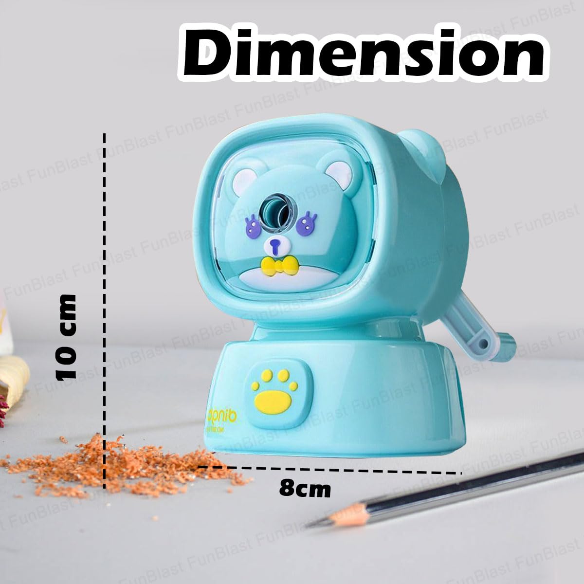 FunBlast Teddy Bear Pencil Sharpener - Cute Electric Tabletop Sharpener for Kids, School & Office Supplies - Perfect Birthday Gift & Return Gift (Sky Blue) - Ideal for Classrooms, Homework & Crafting