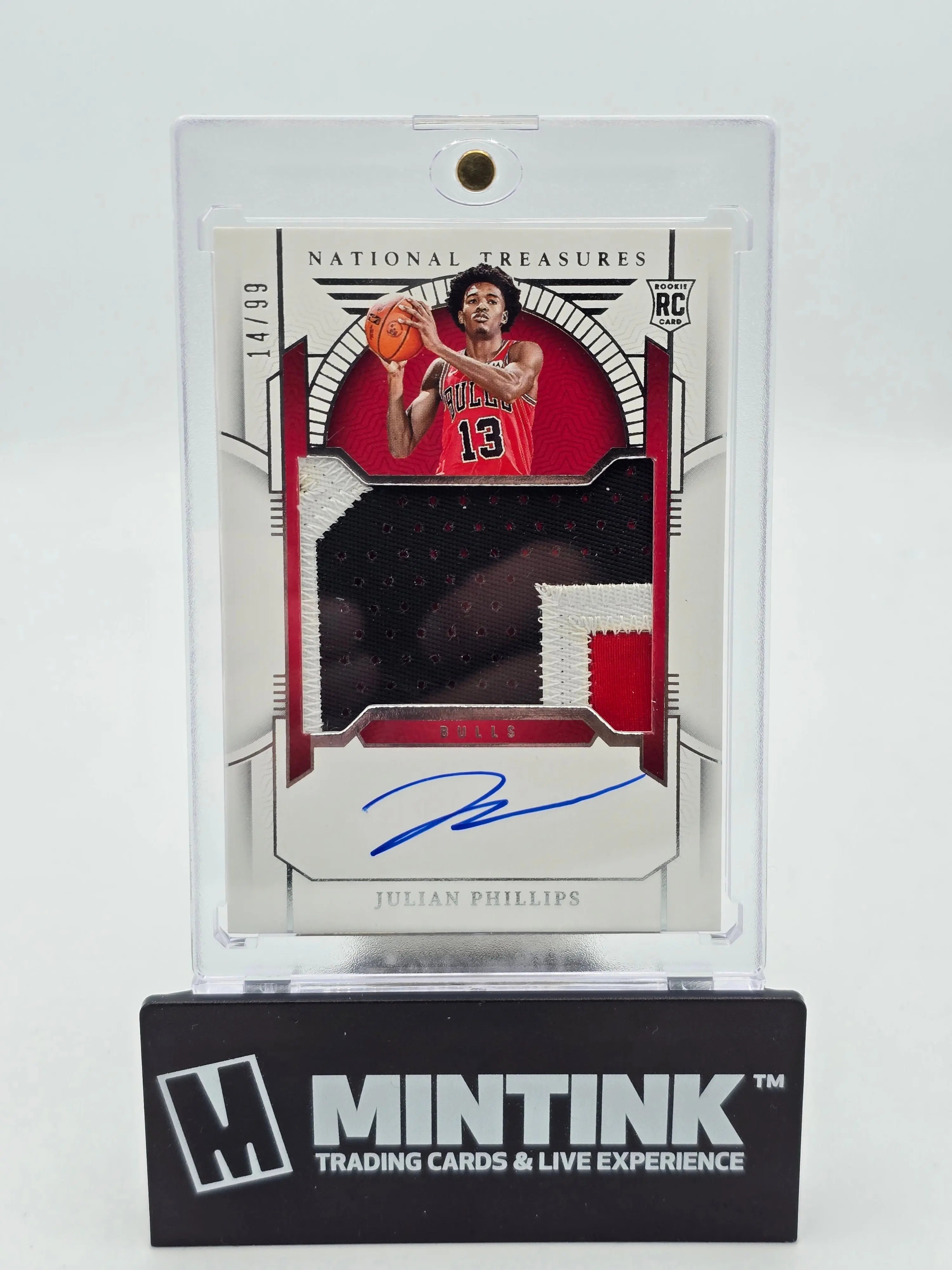 2023-24 Panini National Treasures Julian Phillips Rookie Card Silver Jumbo Patch Autograph /99 - Perfect for NBA Collectors and Basketball Fans