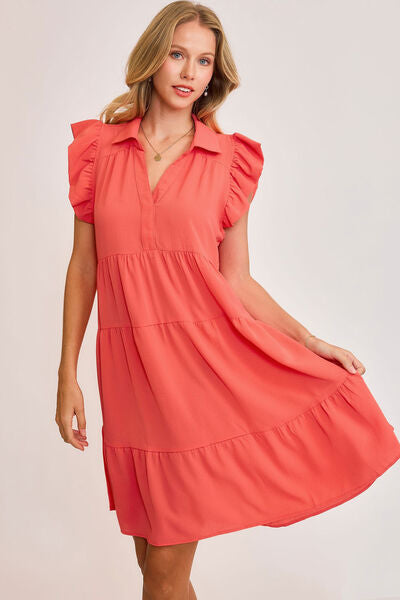 Strawberry Print Ruffle Cap Sleeve Tiered Maxi Dress for Women - Summer Floral Sundress for Beach, Party & Vacation
