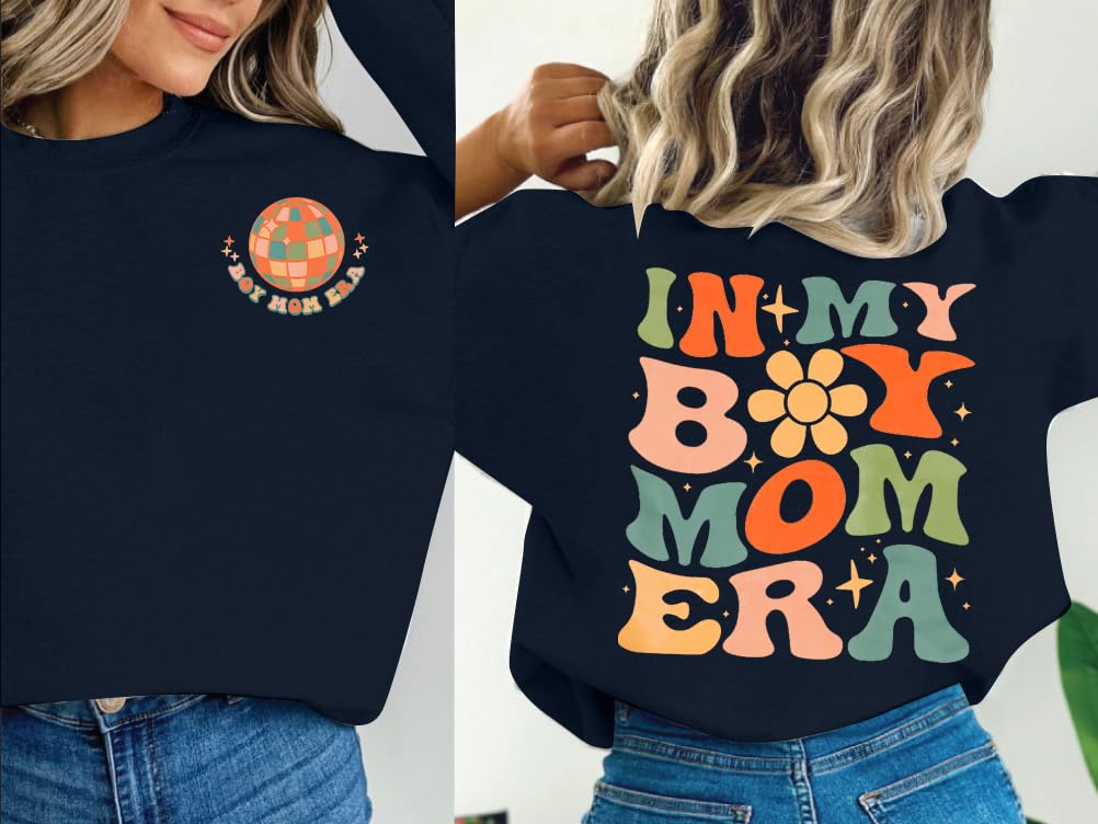EGELEXY Women's Boy Mom Sweatshirt - Mama Life Pullover Top, Casual Long Sleeve Blouse Tee for Comfort & Style | Perfect for Mother's Day, Family Photos & Everyday Wear