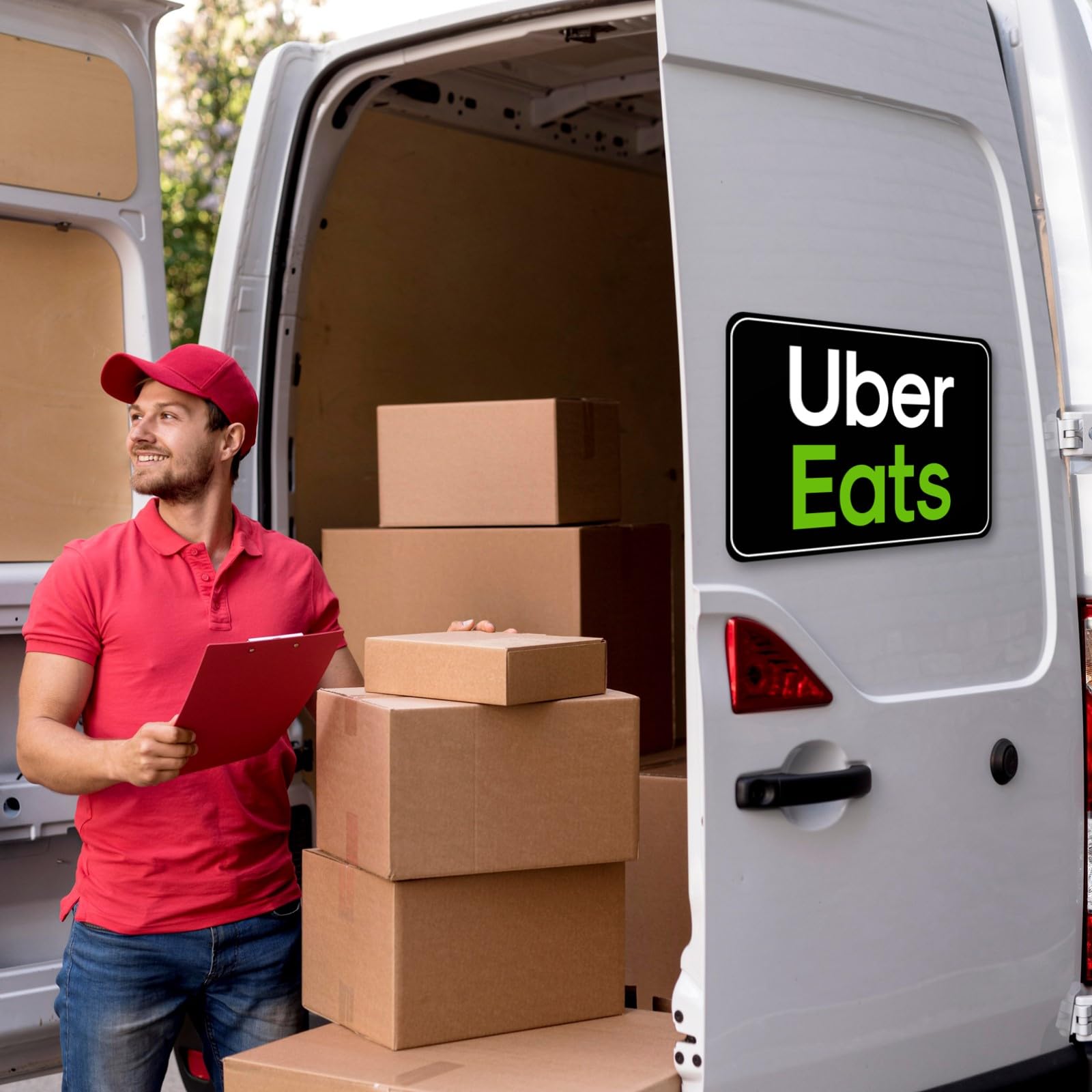 Flex Driver Car Signs - Reflective Delivery Vehicle Magnet for Cars (2-Pack) - Perfect for Uber, Lyft, Amazon Flex & Food Delivery Services