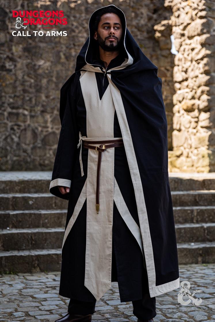 Dungeons & Dragons Wizard Costume Set - Dark Black & Natural LARP Outfit for Cosplay, Halloween & Fantasy Role-Playing Games