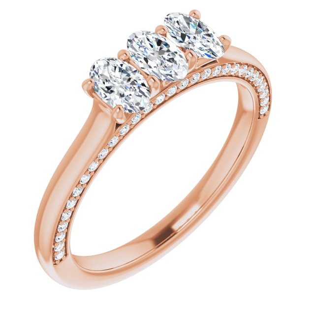 0.87 ct Oval 3 Stone Diamond Wedding Band with Side Accent Diamonds - Elegant Engagement Ring for Women, Perfect for Proposals, Anniversaries & Special Occasions
