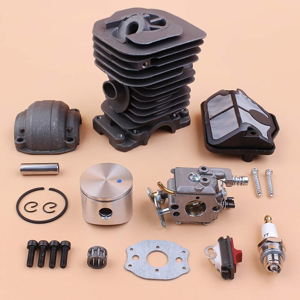 40mm Cylinder Piston Pan Screws Carburetor Carb Kit - Compatible with Husqvarna 142 141 137 136 Chainsaw - Engine Rebuild Set for Chainsaw Maintenance & Repair - Perfect for DIY Chainsaw Tune-Ups & Engine Overhauls