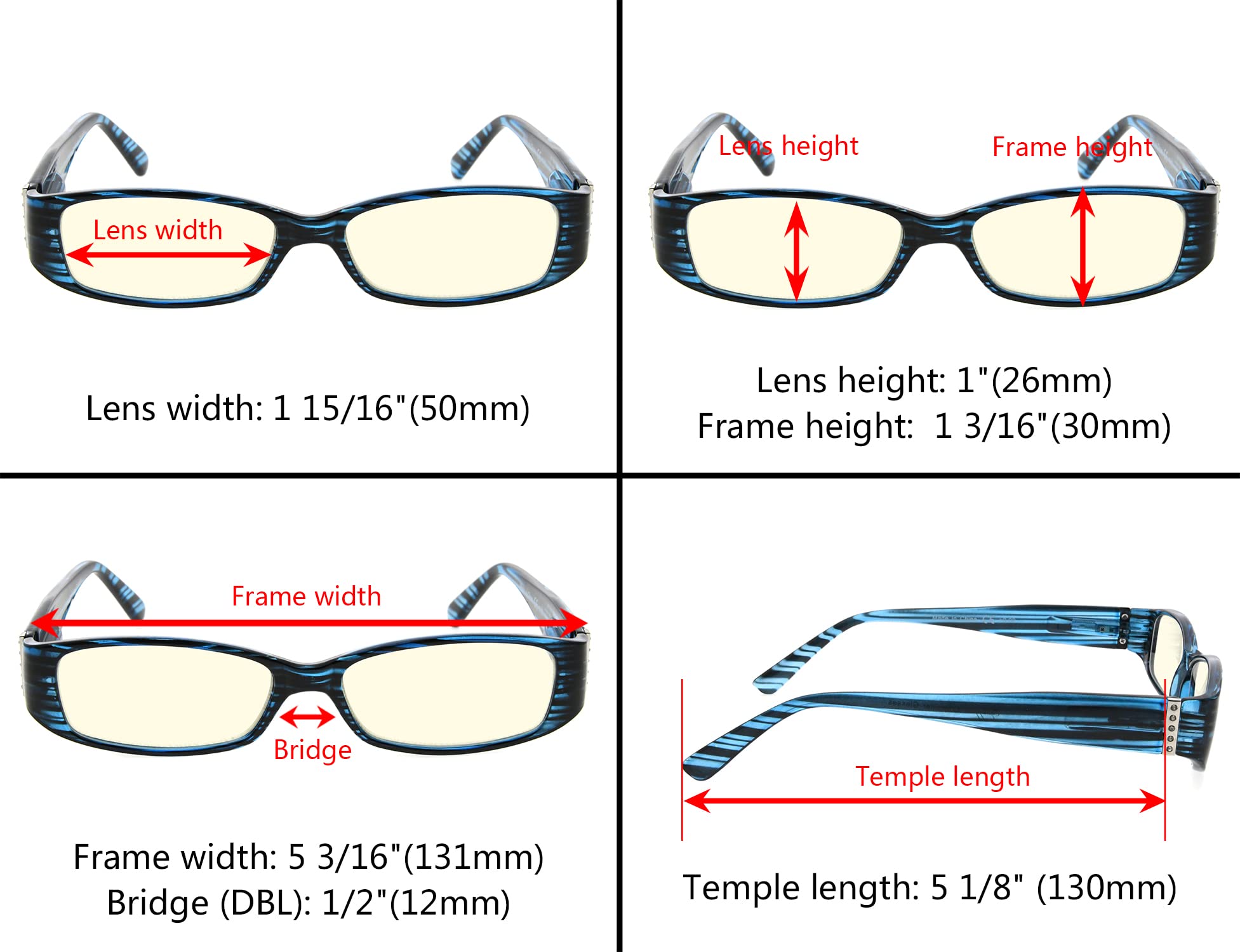 Eyekepper 4 Pack Blue Light Blocking Reading Glasses for Women, Crystal Clear Lens +1.00 Strength - Reduce Eye Strain for Computer Work, Reading & Gaming