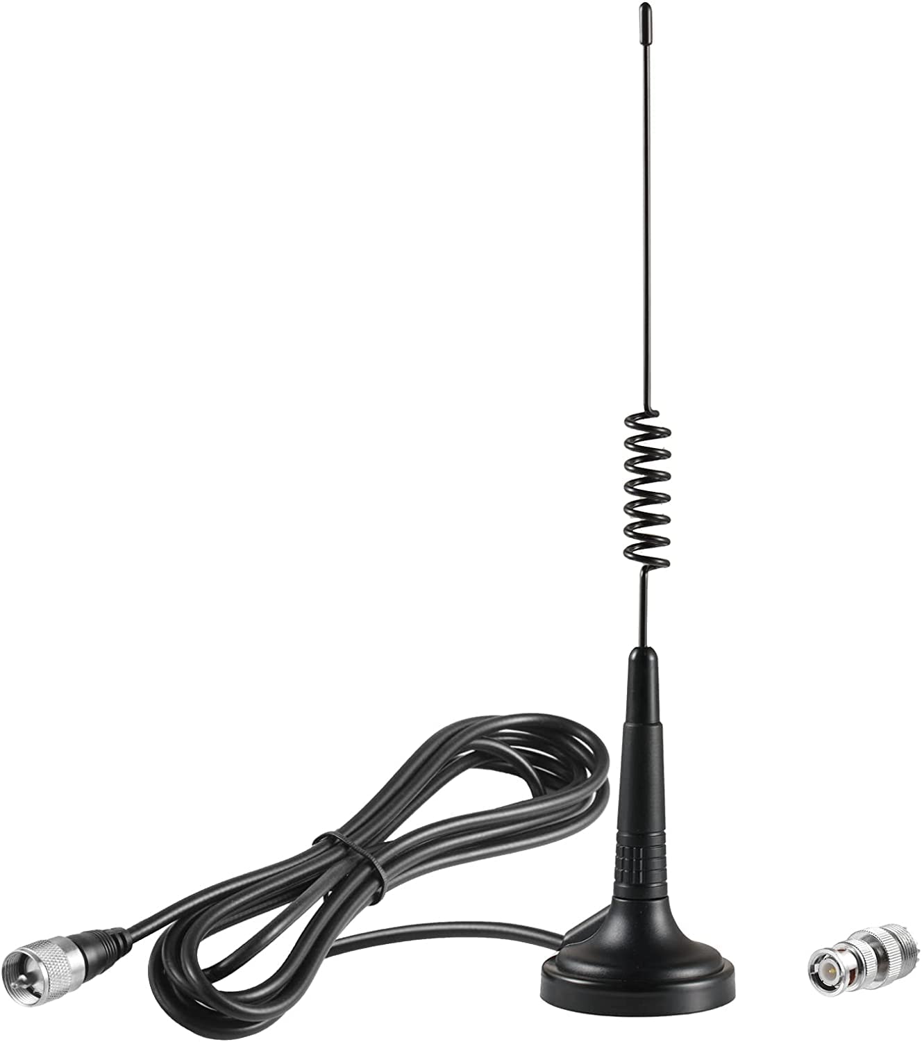 27MHz Long Range Magnetic Base CB Radio Antenna with PL-259 BNC Male Connector - Compatible with Cobra, Midland, Uniden, Maxon & President CB Radios - Ideal for Car, Truck & Mobile Communication - Perfect for Road Trips, Off-Roading & Emergency Situations