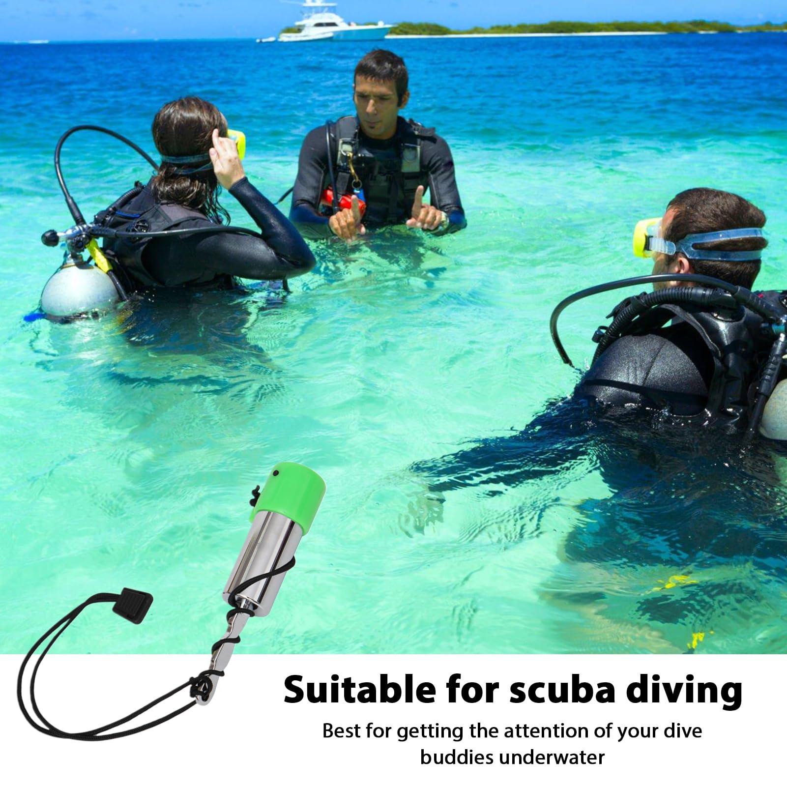 Scuba Diving Noise Maker - Underwater Shaker with Clip, Emergency Whistle & Rattle Stick for Scuba Gear | Survival Signal Bell for Divers | Perfect for Underwater Communication & Emergency Situations