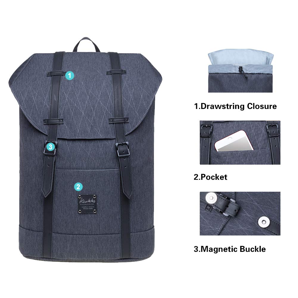 KAUKKO Lightweight Outdoor Daypack - Waterproof Travel Backpack with Laptop Compartment for 15