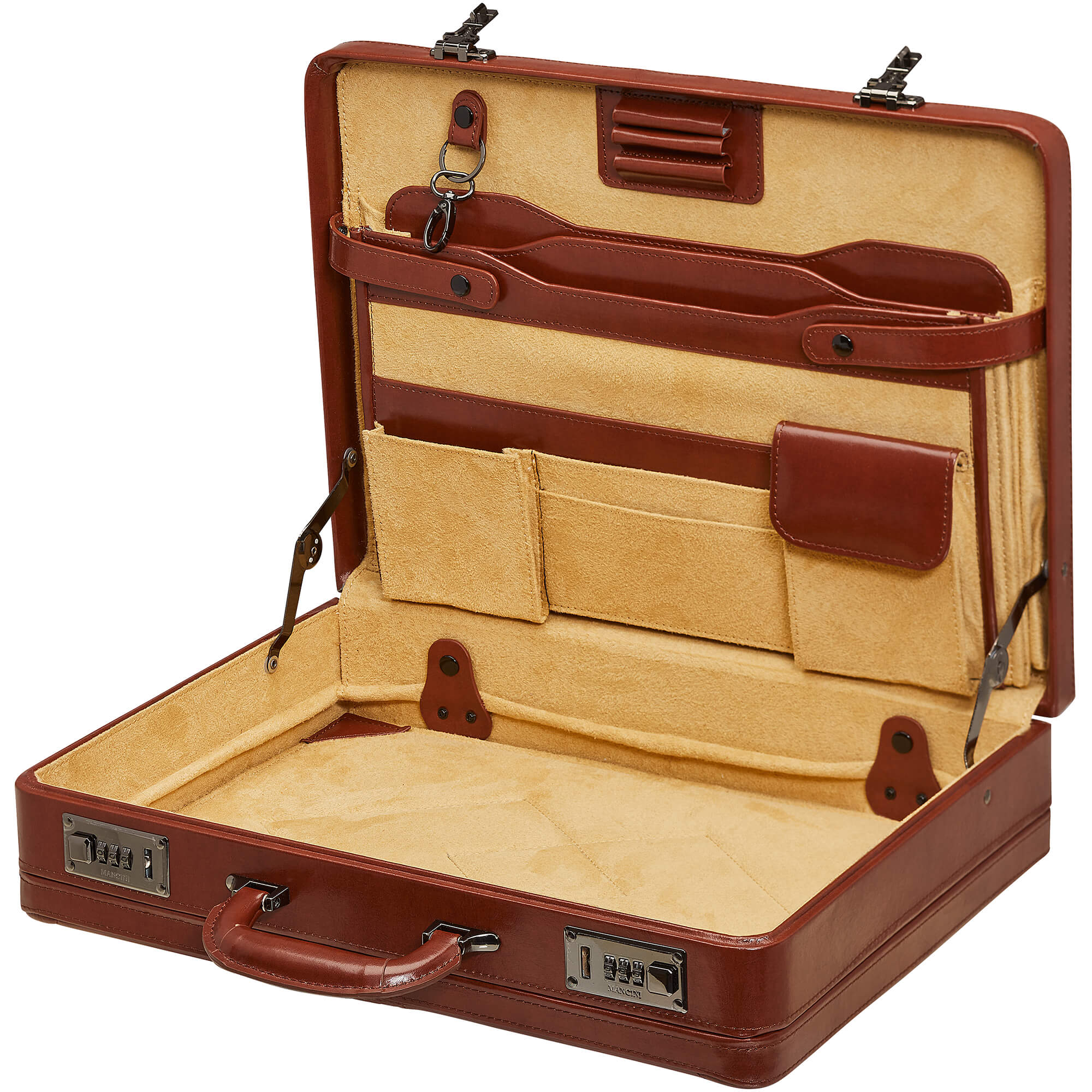 Premium Expandable Leather Attaché Case for Business Professionals - Durable Laptop Briefcase for Work, Travel & Office Use