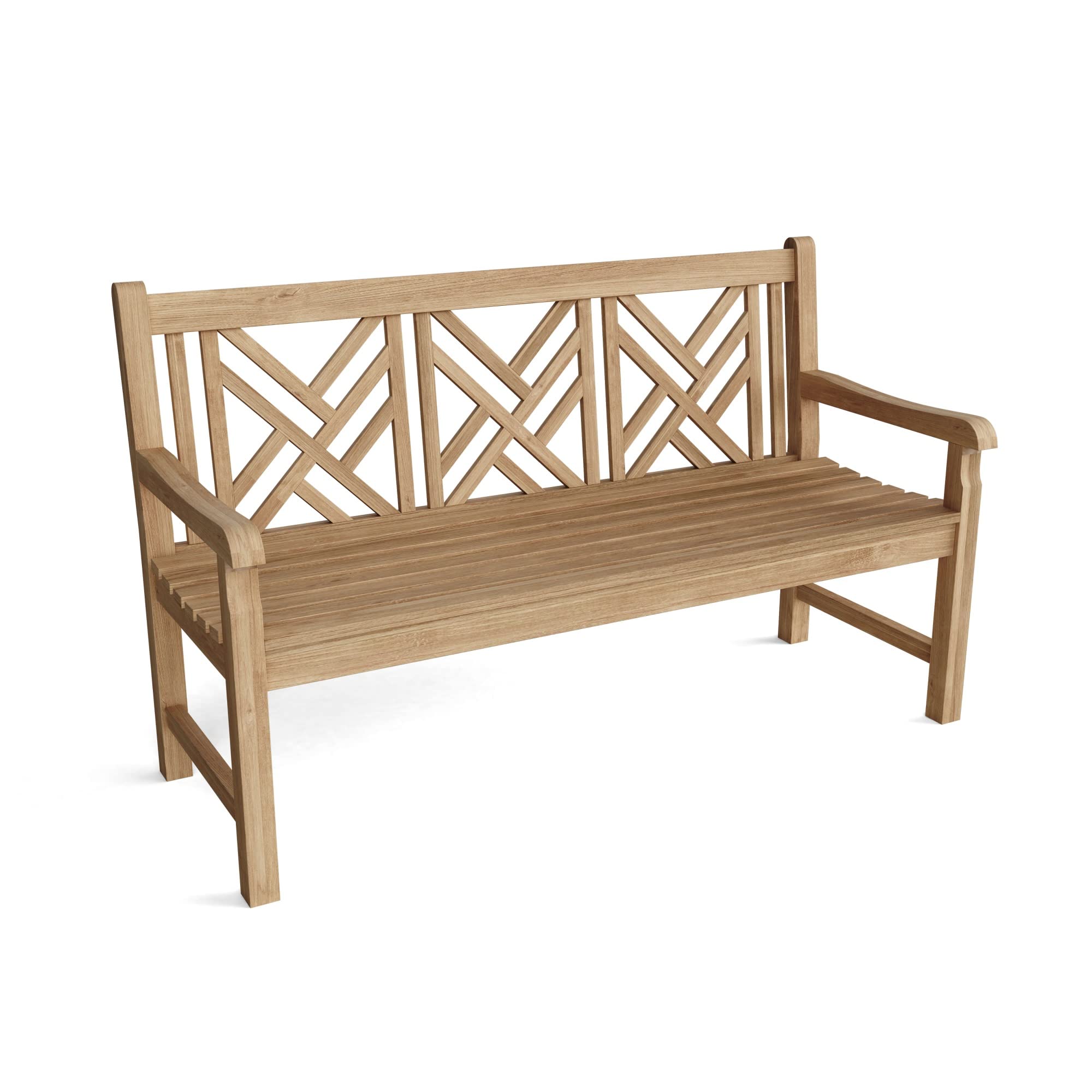 Premium Anderson Teak BH-122 Vilano 3-Seater Outdoor Bench in Golden Honey Finish – Perfect for Patio, Garden, and Poolside Relaxation