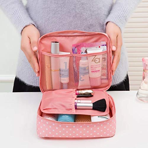 Trexee Portable Makeup Bag Organizer for Women - Waterproof Cosmetic Travel Case with Multiple Pockets, Pink - Perfect for Travel, Gym, and Daily Beauty Essentials Storage
