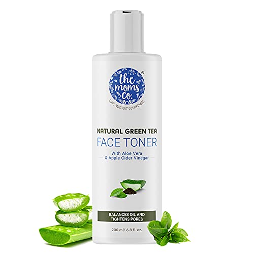 The Moms Co Natural Green Tea Face Toner for Oily Skin - Acne Treatment with Aloe Vera & Cucumber - Pore Minimizer & Hydrating Facial Toner (200ml) | Perfect for Daily Skincare Routine & Post-Workout Refresh