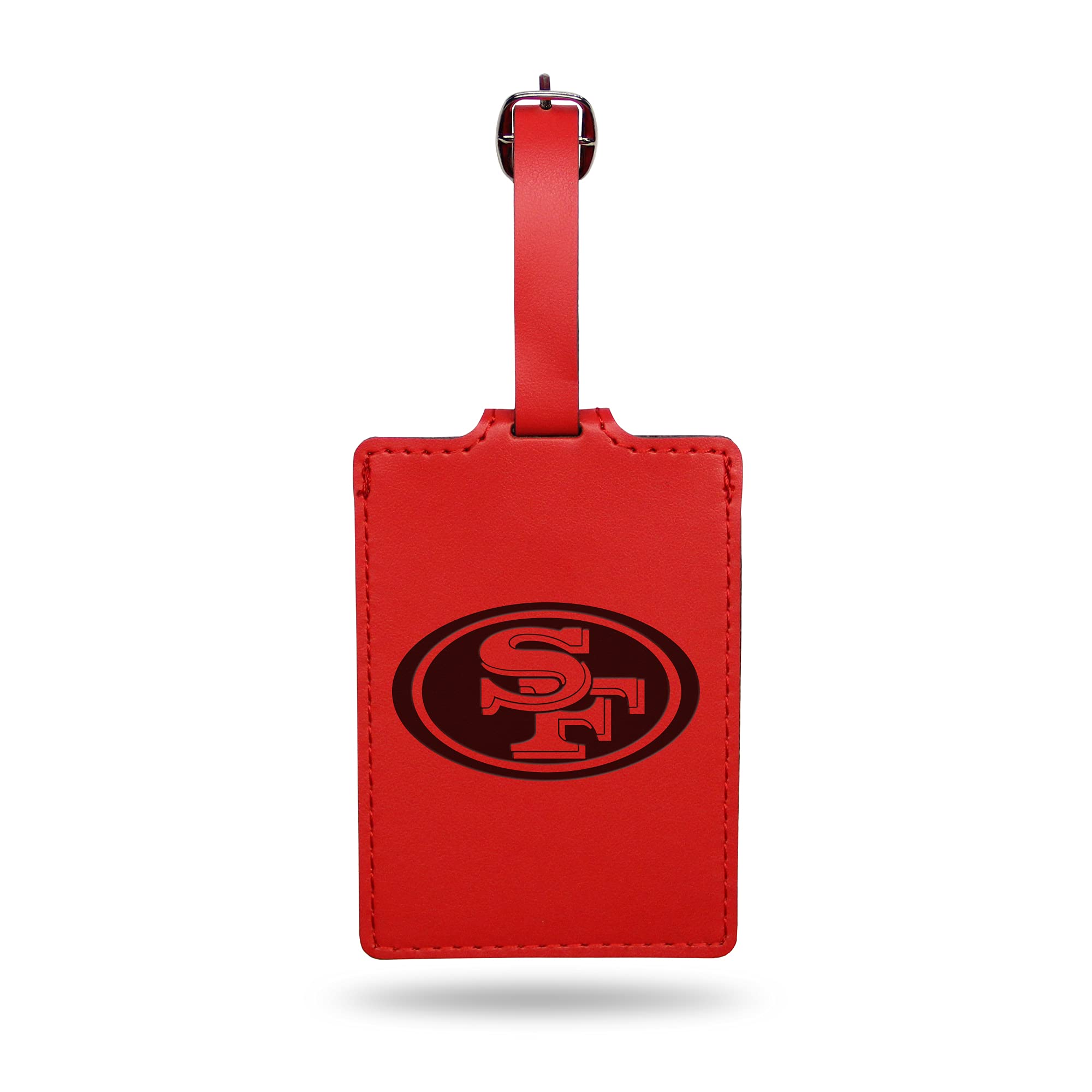 NFL San Francisco 49ers Red Laser Engraved Ultra Suede Luggage Tag with ID Card Holder - Perfect for Travel, Sports Fans & Game Day Accessories