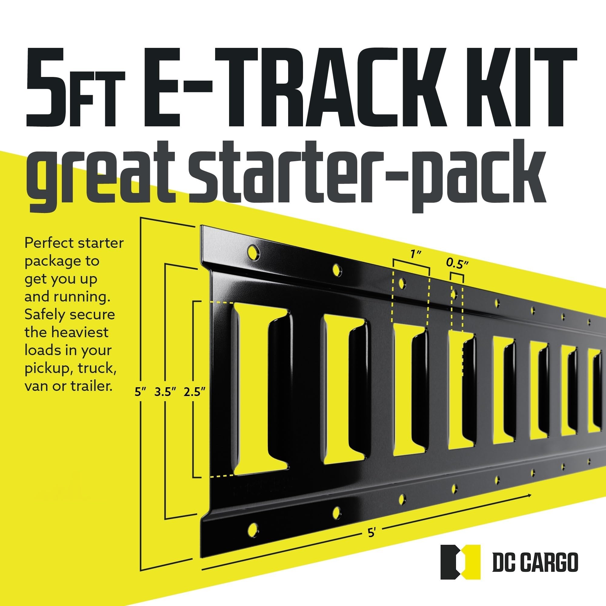 16PCS 5FT E-Track Tie Down Rail Kit - 4 Powder-Coated Rails, 12FT Ratchet Straps, O Rings & D-Ring Tie-Offs for Secure Cargo Transport - Perfect for Vans, Trucks & Trailers