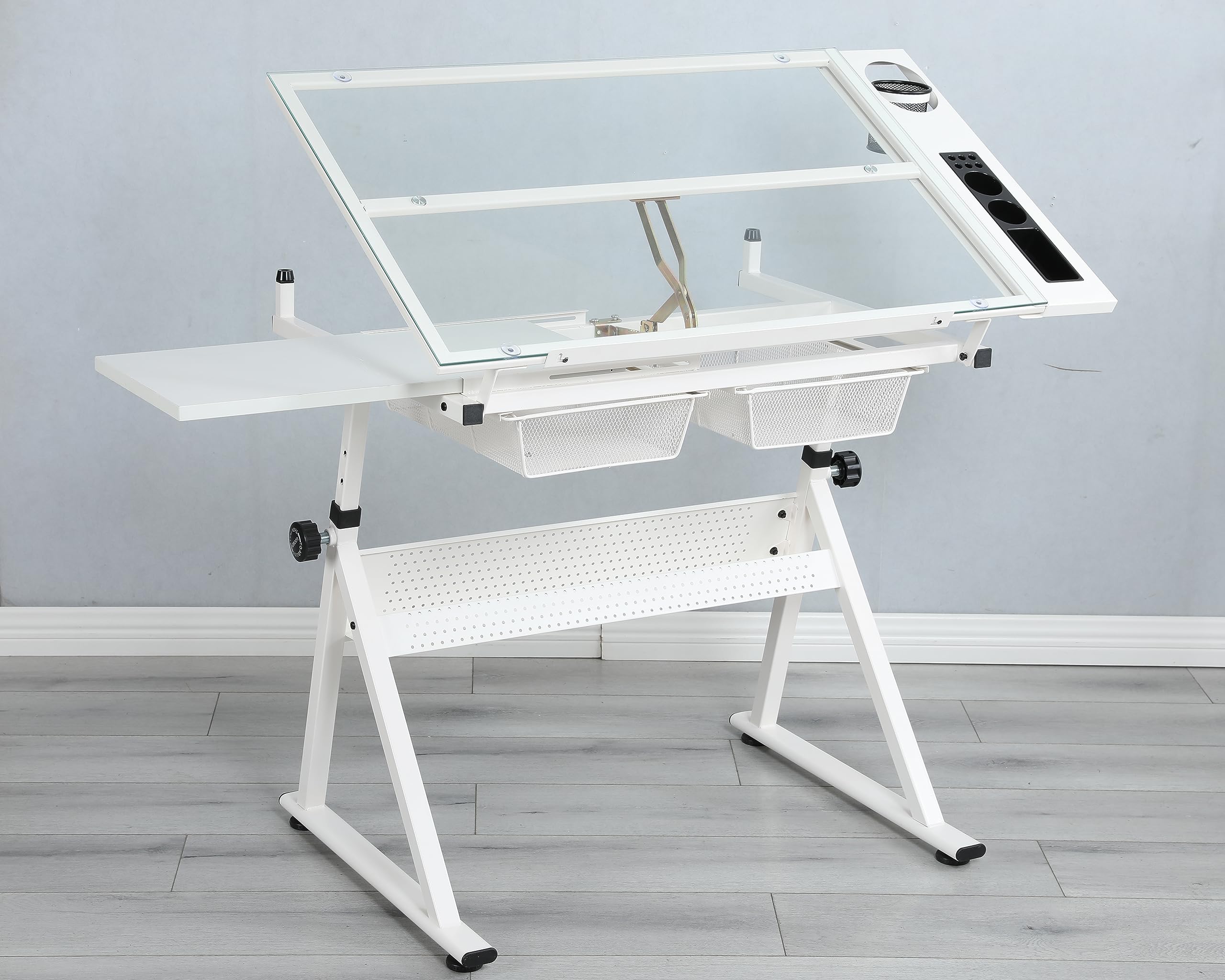 Adjustable Glass Drafting Table with 24