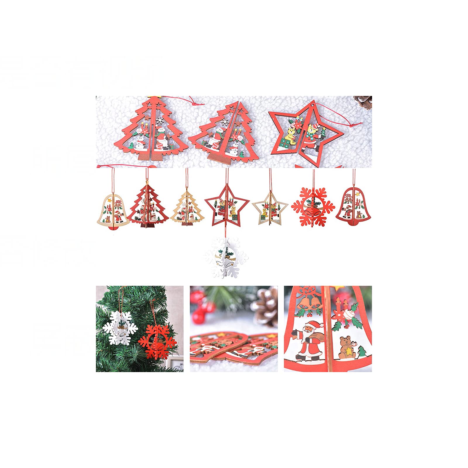 Wooden Laser-Cut 3D Snowflake Ornaments - Christmas Tree Decorations, Hollow Snowflake Pendants for Holiday Party, Wedding & Home Decor - Perfect Gift for Christmas, Winter Weddings and Festive Celebrations