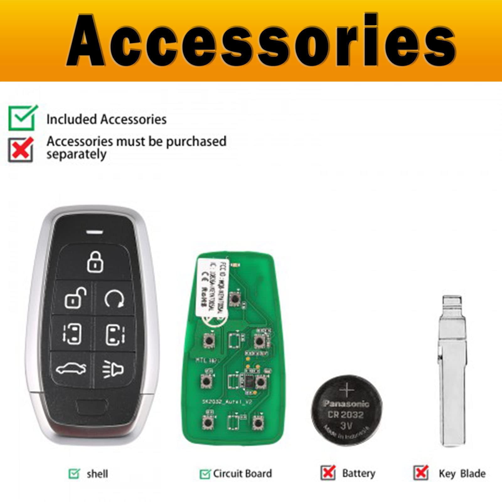 Autel IKEYAT7TPRS Programmable Smart Key Fob 2024 - Universal 7-Button Car Key Replacement for 700+ Vehicles | Long Range, OE-Quality | Compatible with Autel KM100/IM508/IM608 | Perfect for Key Duplication, Vehicle Access & Remote Start