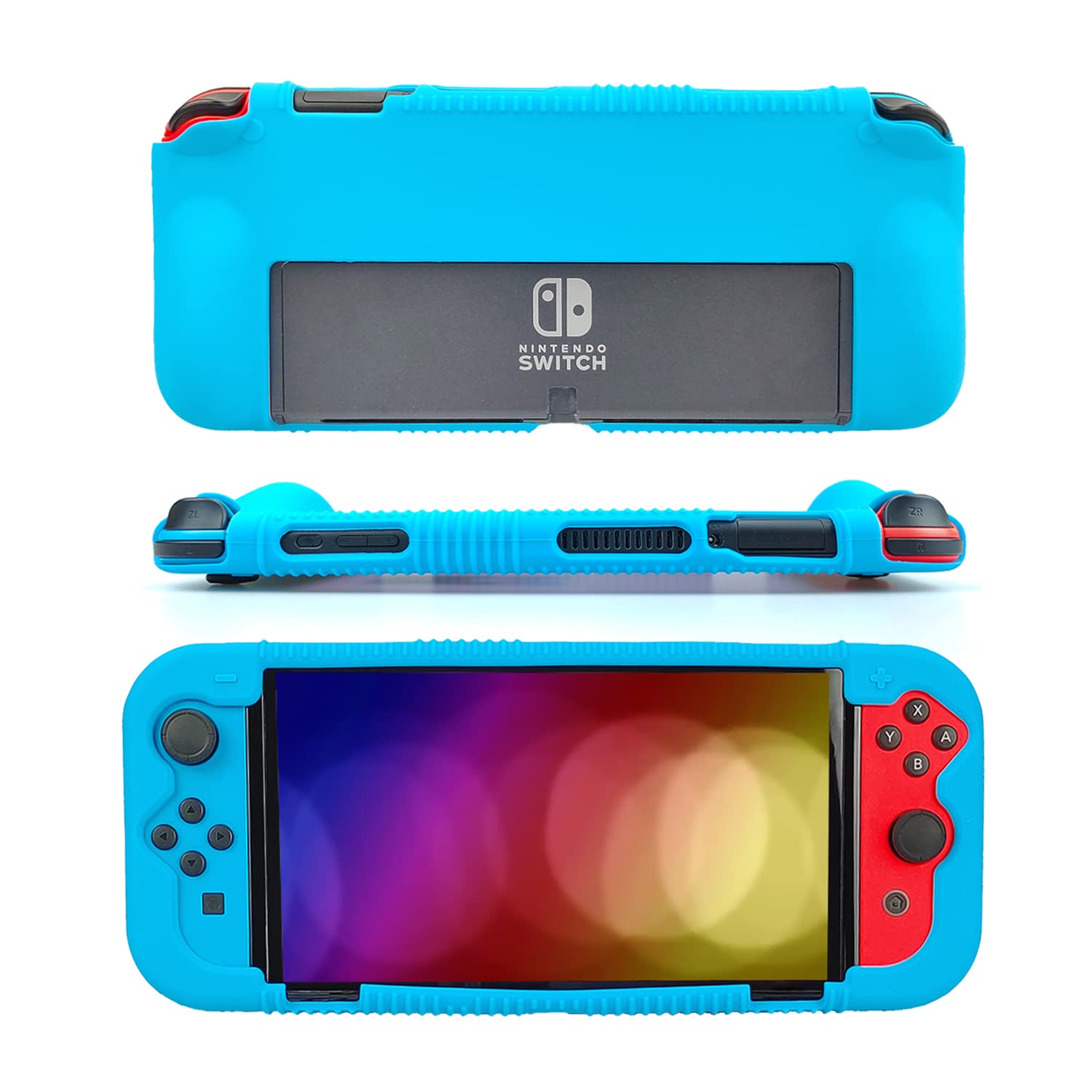 Premium Shock-Absorbent Silicone Case for Nintendo Switch OLED (2021 7-Inch Model) - Anti-Scratch Protective Cover with Ergonomic Grip - Compatible with Switch OLED Console (Blue) - Perfect for Gaming, Travel & Daily Protection
