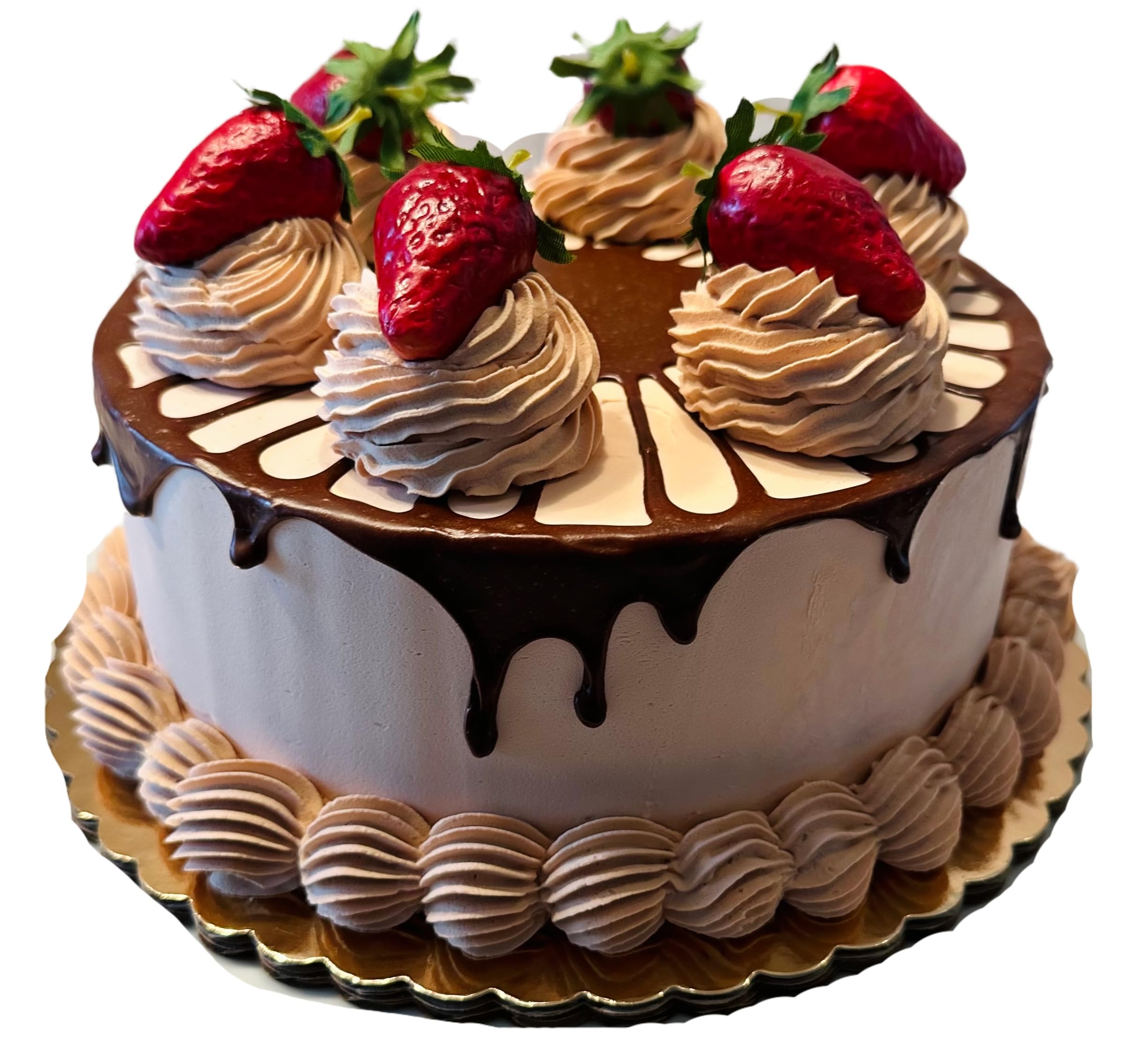 Dezicakes Handmade Fake Chocolate Stripe Cake - Artificial Decorative Cake for Party, Wedding, and Dessert Table Displays