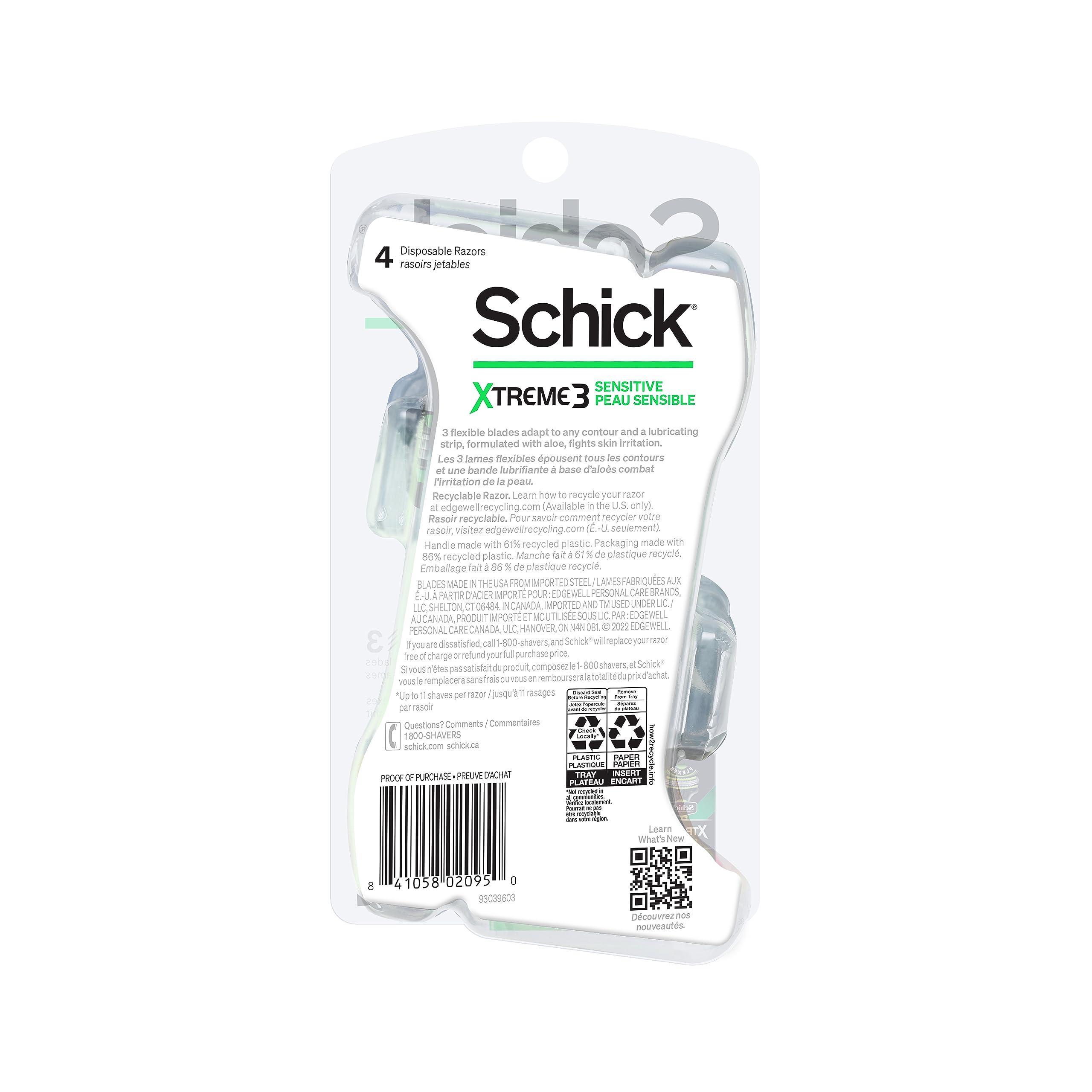 Schick Xtreme 3 Sensitive Skin Disposable Razors for Men - 12 Razors (4 Count Pack of 3) - Gentle Shaving for Sensitive Skin - Perfect for Travel, Gym & Daily Shaving Routine